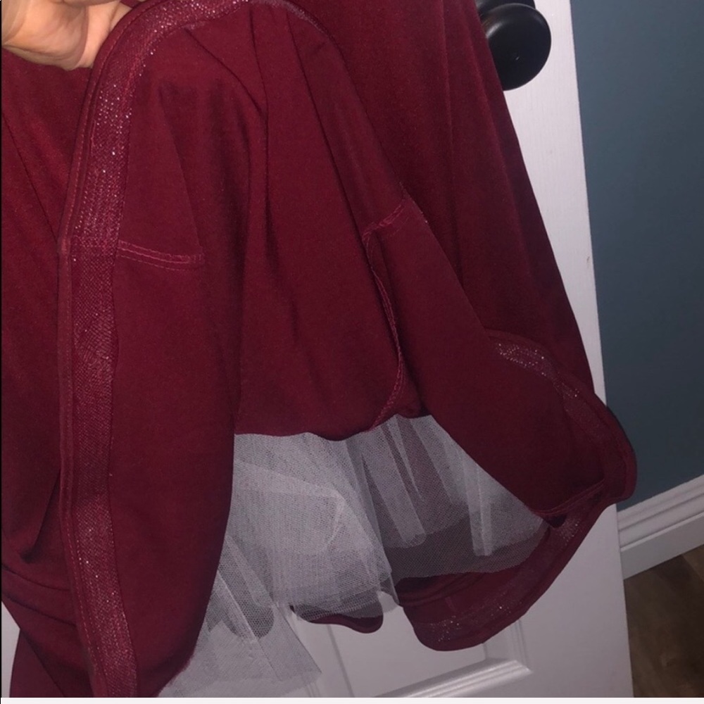 Burgundy Mermaid Off-The-Shoulder Dress - Picture 4 of 8